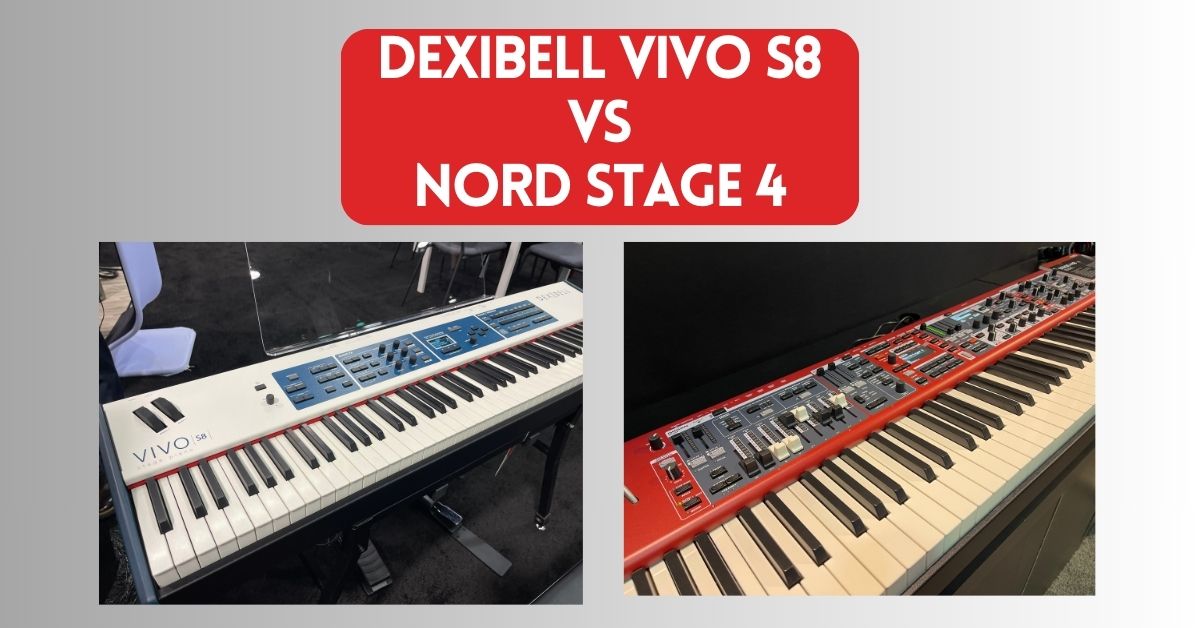 blog cover image for an article comparing decibel vivo s8 versus Nord stage 4