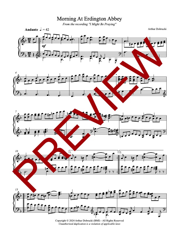 Morning At Erdington Abbey sheet music page preview