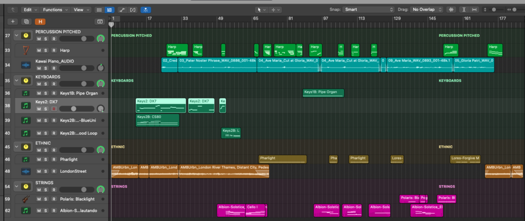 Screen shot of Logic Session for Seven Sorrows (For The Innocents) by Arthur Dobrucki