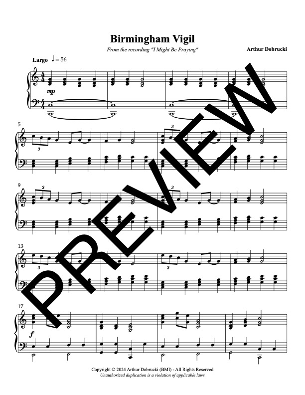 Birmingham Vigil sheet music preview